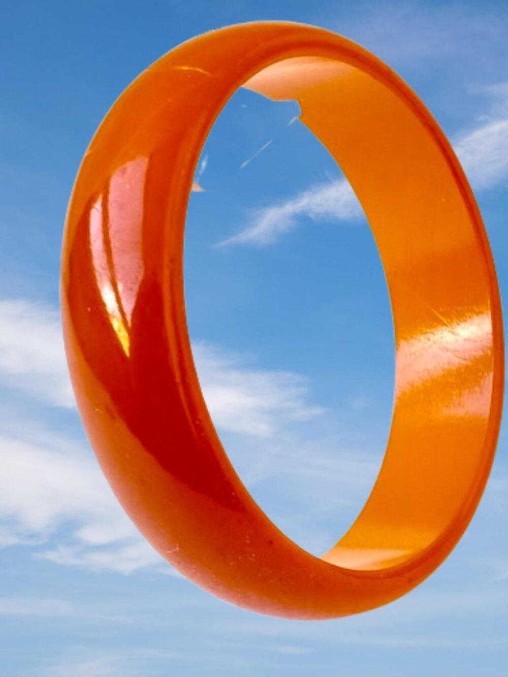 Vintage Bakelite Bangle Bracelet Amber Butterscotch Orange